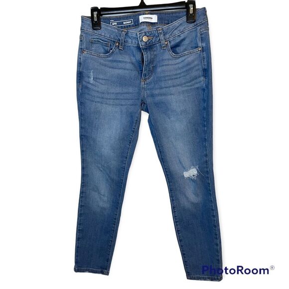 Sonoma Light Wash Mid Rise Skinny Jeans Size 4 Petite - Picture 1 of 5